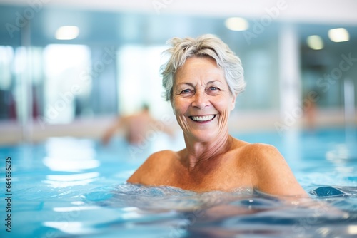 Active senior women enjoying aqua fit class in a pool © Enigma
