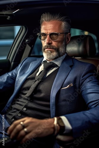Elegant middle age male in a luxury car © piai