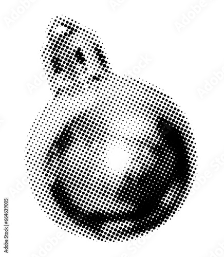 Christmas ornament halftone collage element. Shiny bauble, xmas ball cutout magazine shape, modern retro, grunge punk sticker. Vector illustration isolated on transparent background