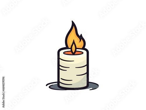 Doodle Lit memorial candle, cartoon sticker, sketch, vector, Illustration, minimalistic
