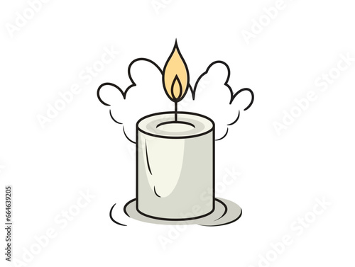 Doodle Lit memorial candle, cartoon sticker, sketch, vector, Illustration, minimalistic