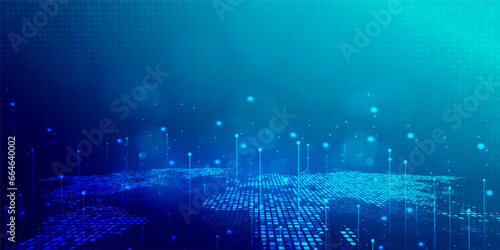 Digital technology banner green blue background concept, cyber technology circuit, abstract tech, innovation future data, internet network, Ai big data, futuristic wifi connection illustration vector