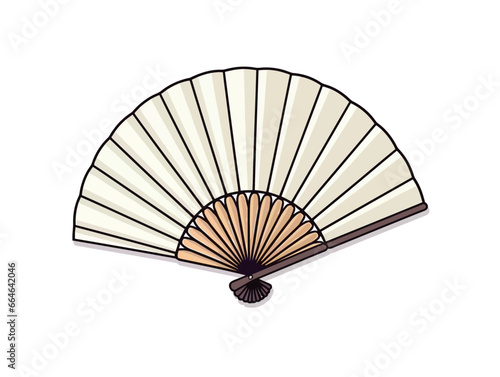 Doodle Paper fan, cartoon sticker, sketch, vector, Illustration, minimalistic