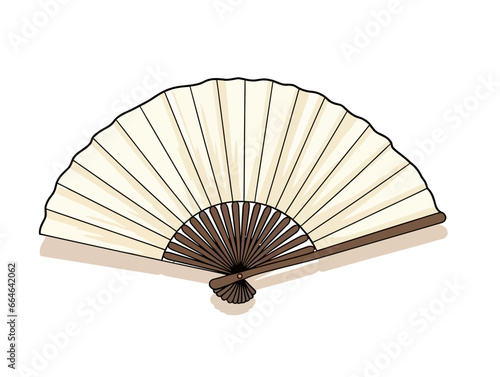 Doodle Paper fan, cartoon sticker, sketch, vector, Illustration, minimalistic