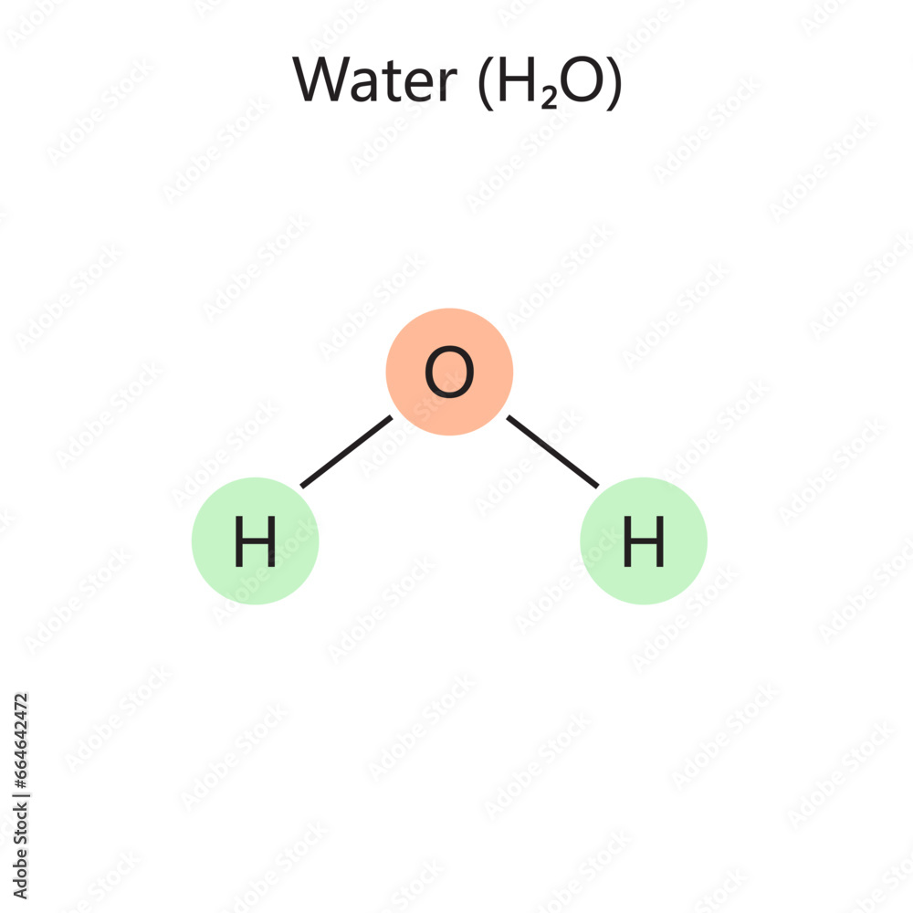 Chemical organic formula of water diagram schematic vector illustration. Medical science educational illustration Chemical organic formula of water diagram schematic vector illustration. Medical science educational illustration
