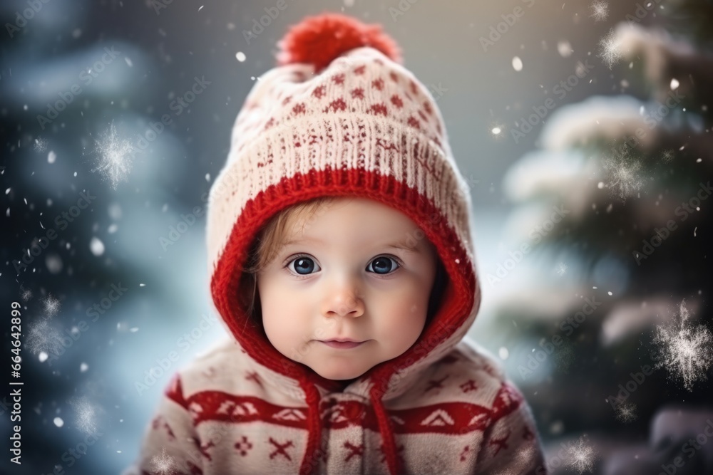 Cute Christmas elf baby child waiting for the holiday Cute Christmas elf baby child waiting for the holiday