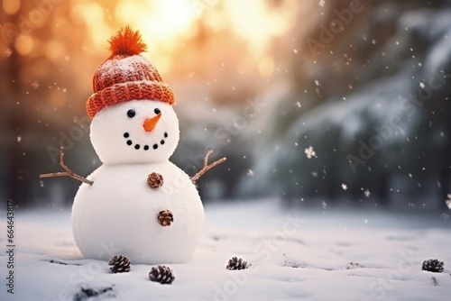 Cute Christmas snowman waiting for the holiday