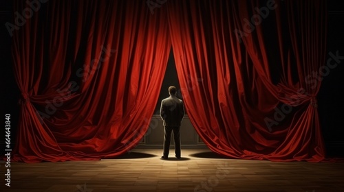  the concept of "Unveiling Truth" as curtains are drawn back to reveal a hidden secret.