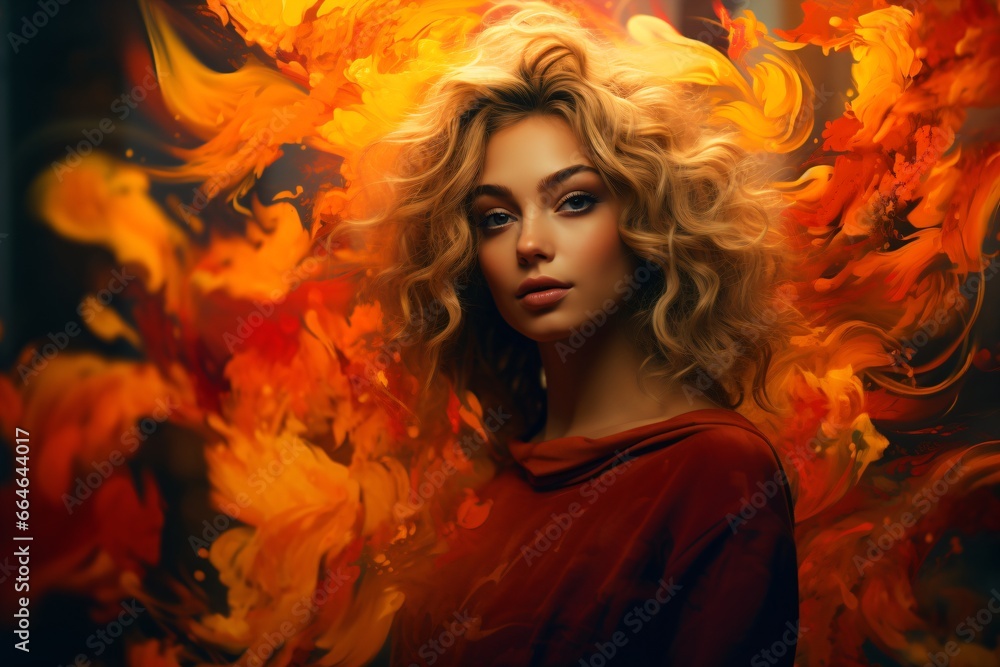 Portrait of a beautiful woman with an abstract colorful background Portrait of a beautiful woman with an abstract colorful background