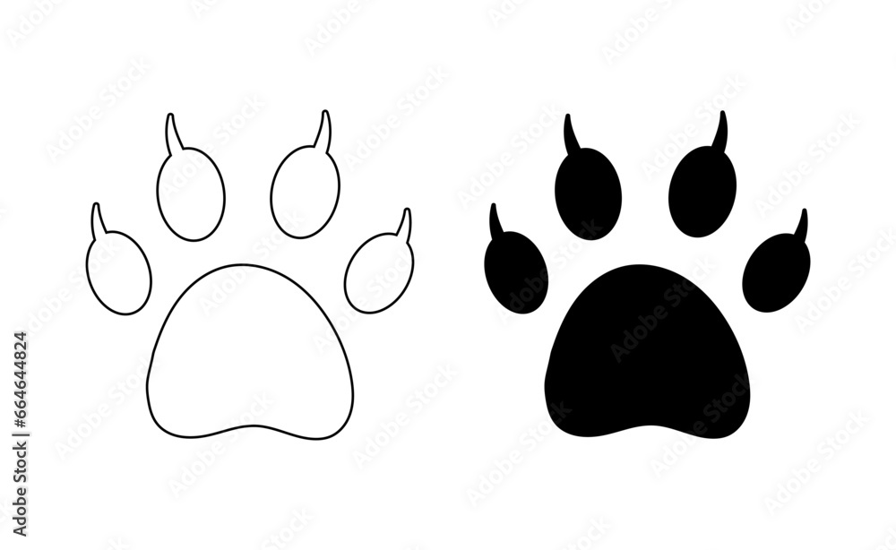 Αυτοκόλλητο Cat paw footprint with claws on white