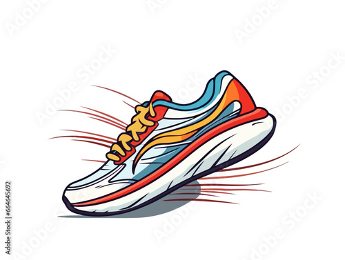 Doodle Running shoe with finish line  cartoon sticker  sketch  vector  Illustration  minimalistic
