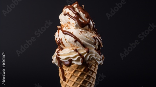perfect swirls of soft-serve ice cream in a crisp waffle cone.