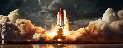 Space Exploration Initiatives: Depict the pioneering spirit of space exploration through stunning visuals of rocket launches and satellite deployments; human innovation. photo