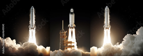 Space Exploration Initiatives: Depict the pioneering spirit of space exploration through stunning visuals of rocket launches and satellite deployments; human innovation. photo