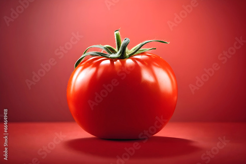 Red tomato on a red background. © Alan