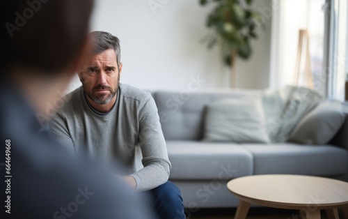 Male in psychologist's office. Mental Health Professionals.