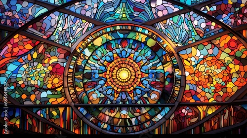 reminiscent of an intricate stained glass window, featuring intricate, colorful patterns that captivate the eye.