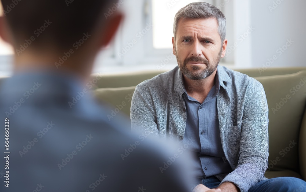 Male in psychologist's office. Mental Health Professionals. Male in psychologist's office. Mental Health Professionals.