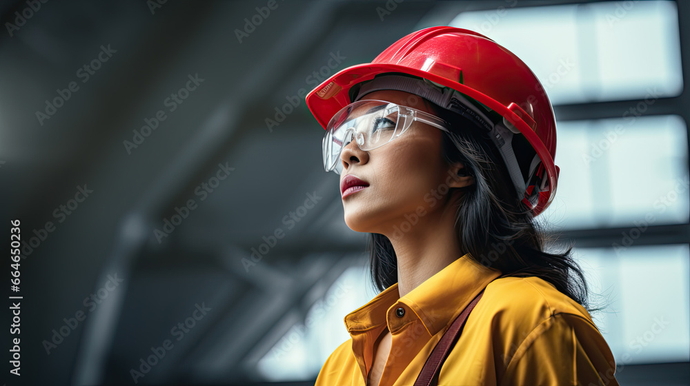 Muslim woman engineer wearing protective helmet on construction site Muslim woman engineer wearing protective helmet on construction site