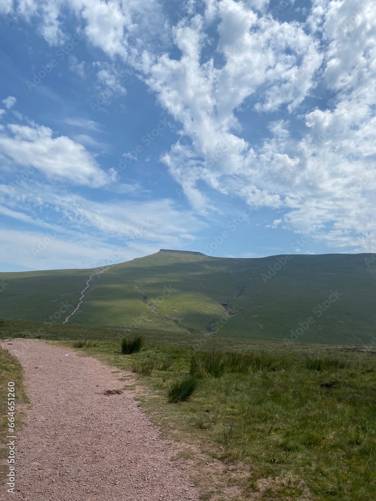 Pen y fan mountain in Wales in the summer. 