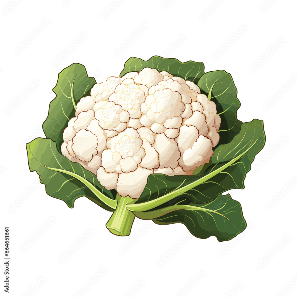 Hand Drawn Flat Color Cauliflower Illustration Hand Drawn Flat Color Cauliflower Illustration