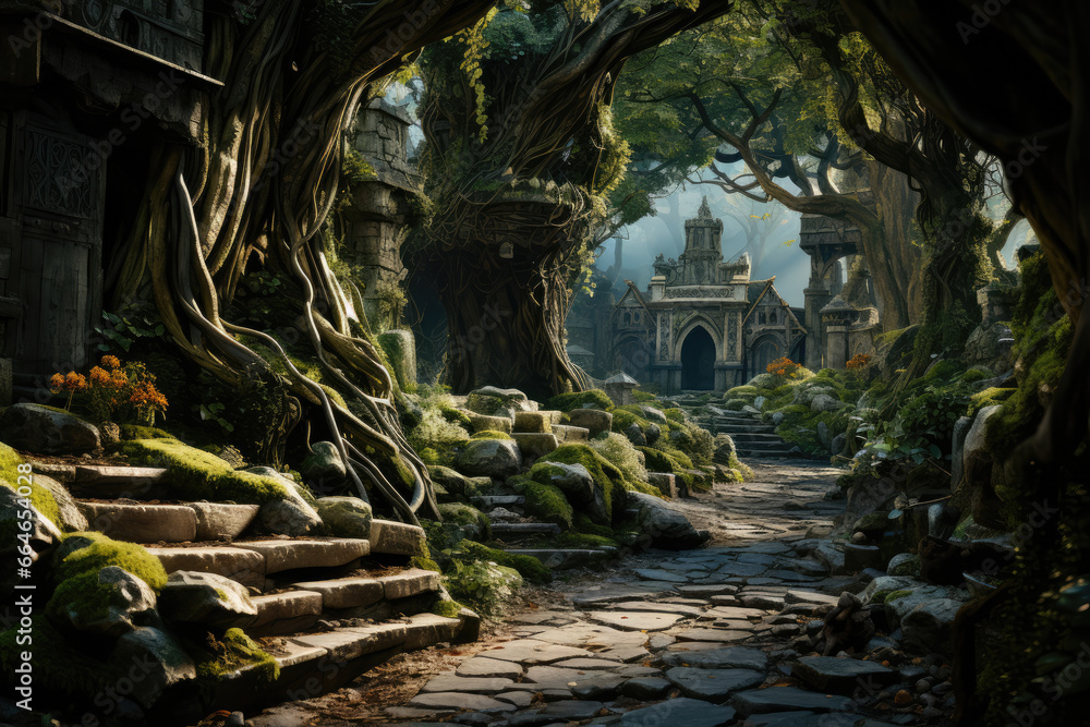 A mystical forest where elves and dwarves are said to dwell, shaping the legends of Tolkien's Middle-earth. Generative Ai. A mystical forest where elves and dwarves are said to dwell, shaping the legends of Tolkien's Middle-earth. Generative Ai.