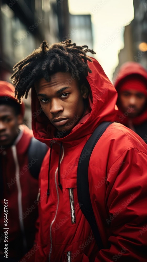 A group of African American teenagers break dancing on the street A group of African American teenagers break dancing on the street