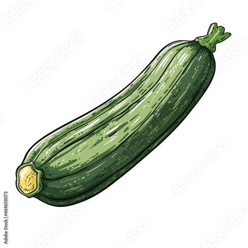 Hand Drawn Flat Color Zucchini Illustration