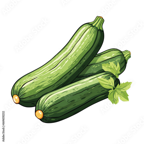 Hand Drawn Flat Color Zucchini Illustration