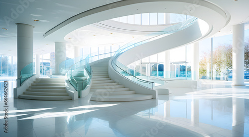 a huge spiral staircase in a modern building - architectural design - Generative AI