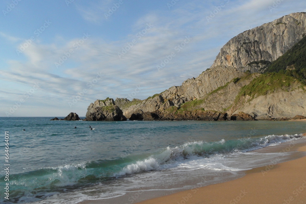 Laga beach, Basque country landscape, Atlantic ocean coastline, travel landmark