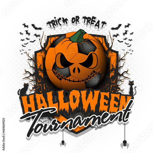 Halloween tournament. Soccer ball as pumpkin