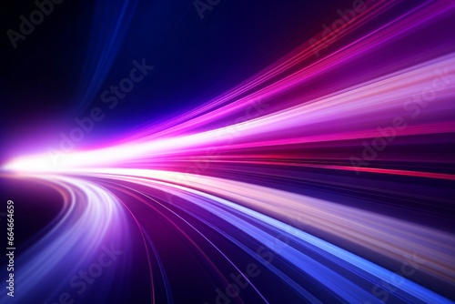 Abstract radiant light rays creating a dynamic sense of speed and movement in vibrant blue and pink hues photo