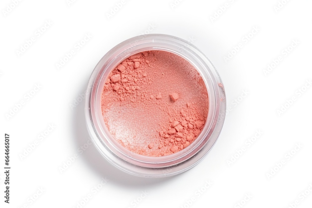 Pink coral eye shadow isolated on white background, concept of Makeup application Pink coral eye shadow isolated on white background, concept of Makeup application