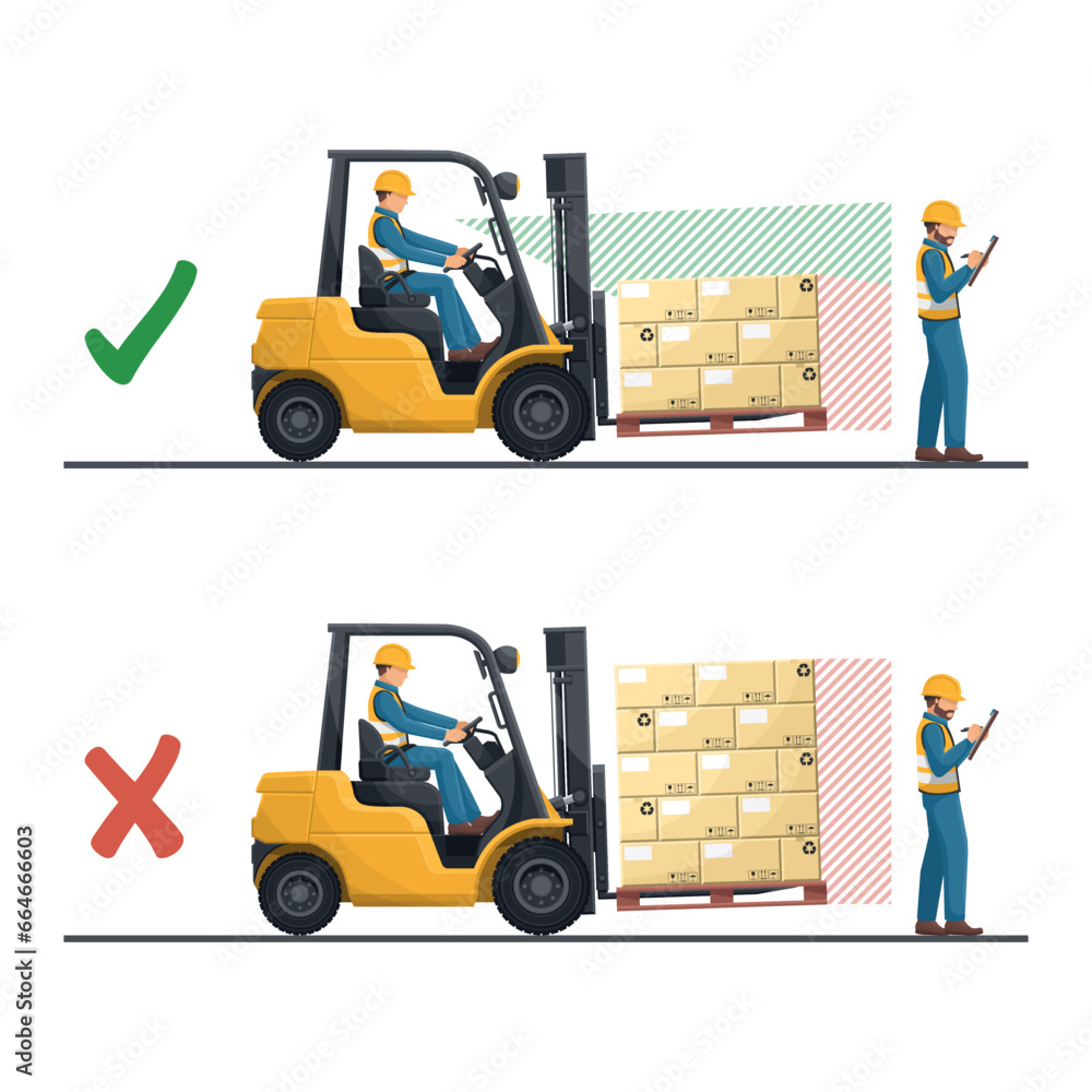 Blind spots of a forklift. Look out for forklifts. Safety in handling a