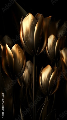 golden, flower, tulip, yellow, nature, spring, flowers, tulips, plant, garden, blossom, isolated, bloom, flora, floral, beauty, white, petal, leaf, stem, lily, macro, color, generative ai #664666898