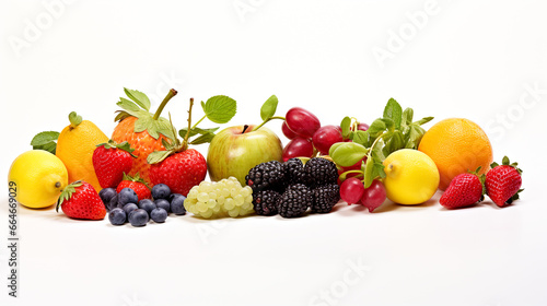 Fruits and vegetables  white background. Generative AI.