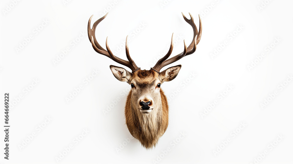 Naklejka premium deer head isolated on white. Generative AI.