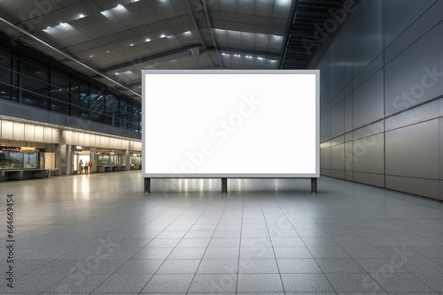 Blank billboard for advertising at airport. Generative AI