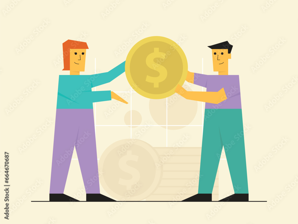 people who are giving money to other people. vector flat illustration people who are giving money to other people. vector flat illustration