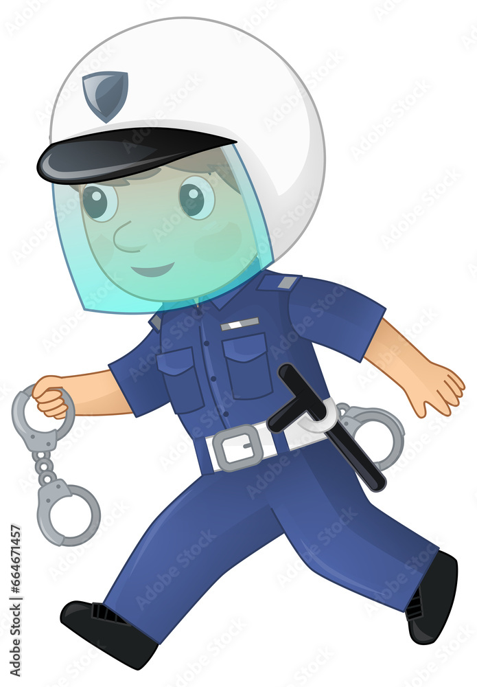 Cartoon character policeman boy happy at work isolated illustration for kids Cartoon character policeman boy happy at work isolated illustration for kids
