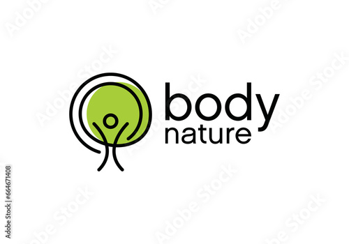 abstract body tree logo design, healthy lifestyle for medical care symbol vector
