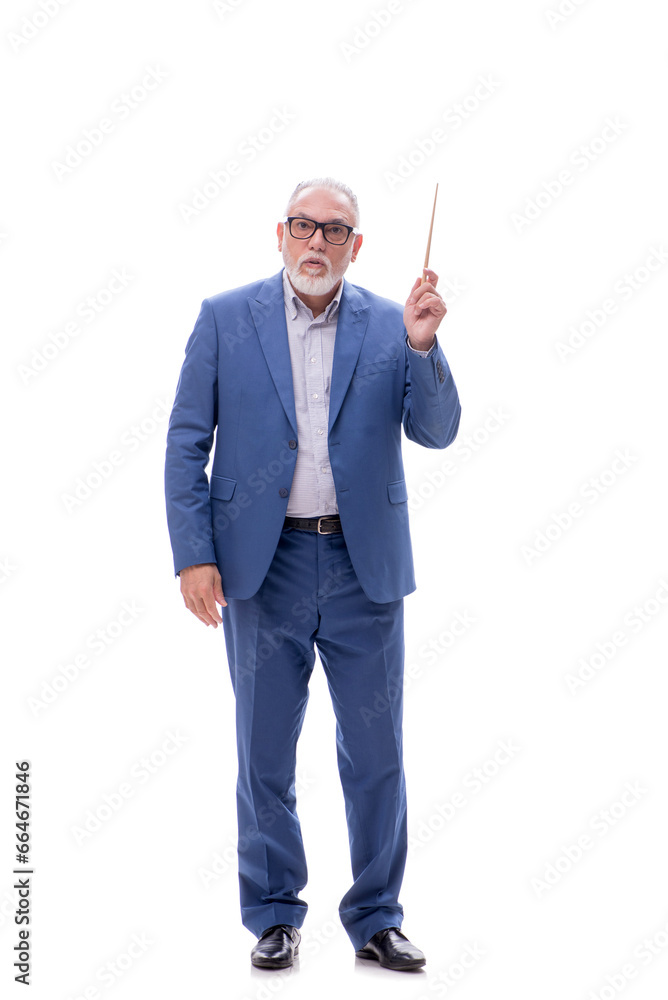 Old male teacher isolated on white Old male teacher isolated on white
