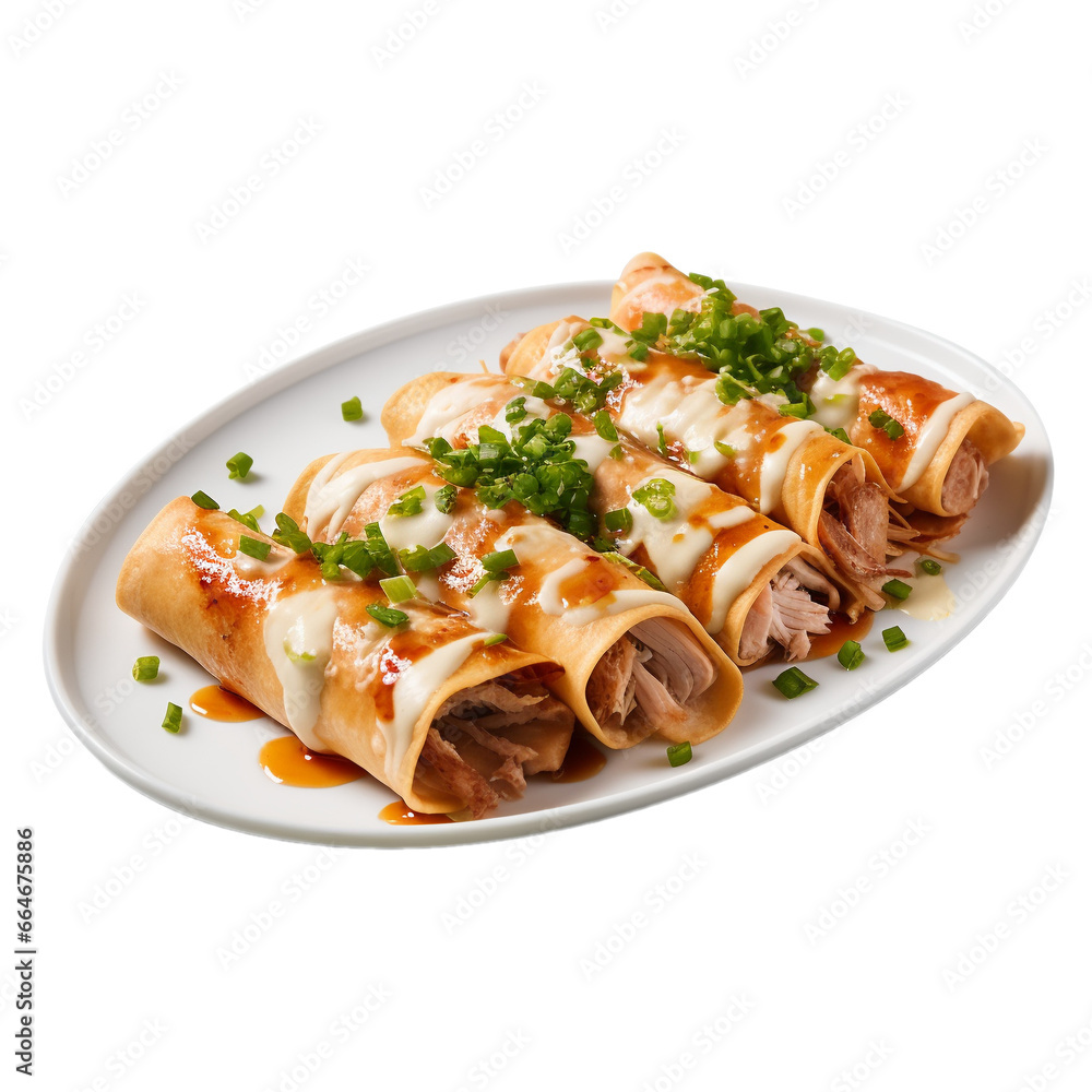 plate of enchiladas isolated on white background, ai generated plate of enchiladas isolated on white background, ai generated
