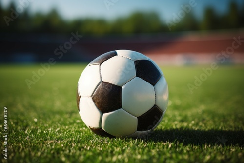 Soccer ball. Football victory concept. Background with selective focus and copy space © top images