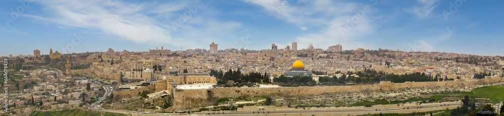Panoramic view of the City of Jerusalem from the Mount of Olives