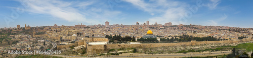 Panoramic view of the City of Jerusalem from the Mount of Olives photo
