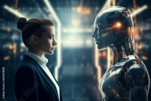 The concept of humanity versus artificial intelligence and machines of the future