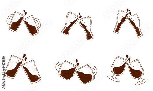 Set of colored beer icons Vector