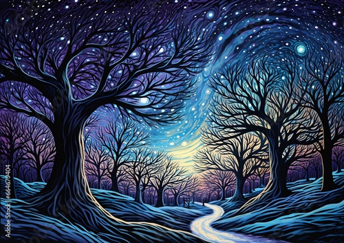 road woods trees stars symbolic winter trip best album covers dreamy night blue